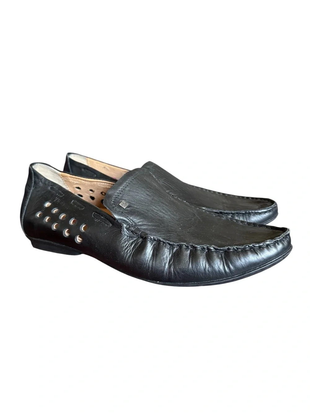 Valentino Black Leather Men’s Slip-On Driving Loafers